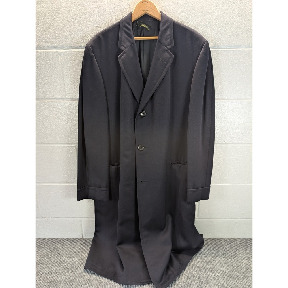 Abercrombie And Fitch Trench coat Dark Blue Men's XL Missing Button - Picture 3 of 16